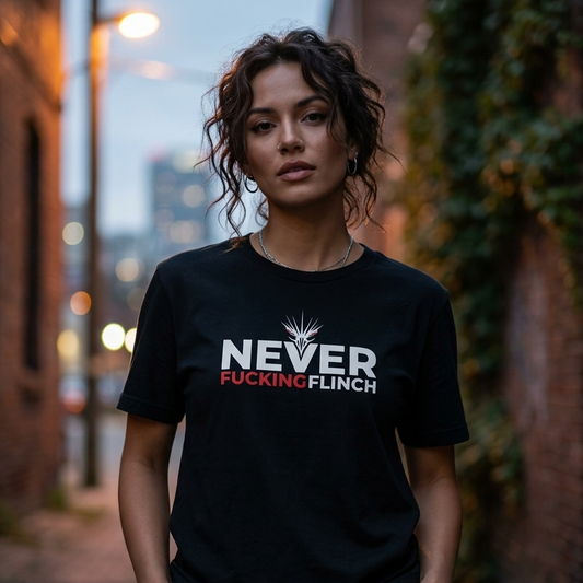 Never Fucking Flinch β Women's Relaxed Tee