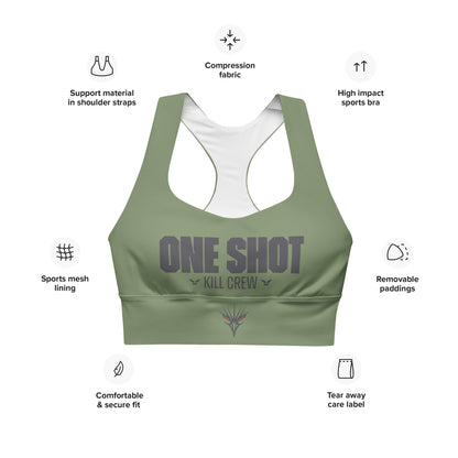 One Shot - Life is War - Olive Drab Green - Longline sports bra