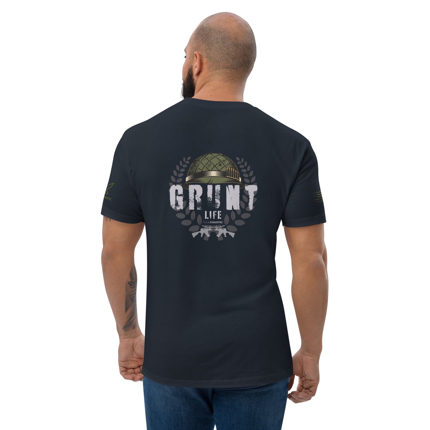 03 Infantry || HELMET || Grunt Life Series - Fitted Men's T-shirt