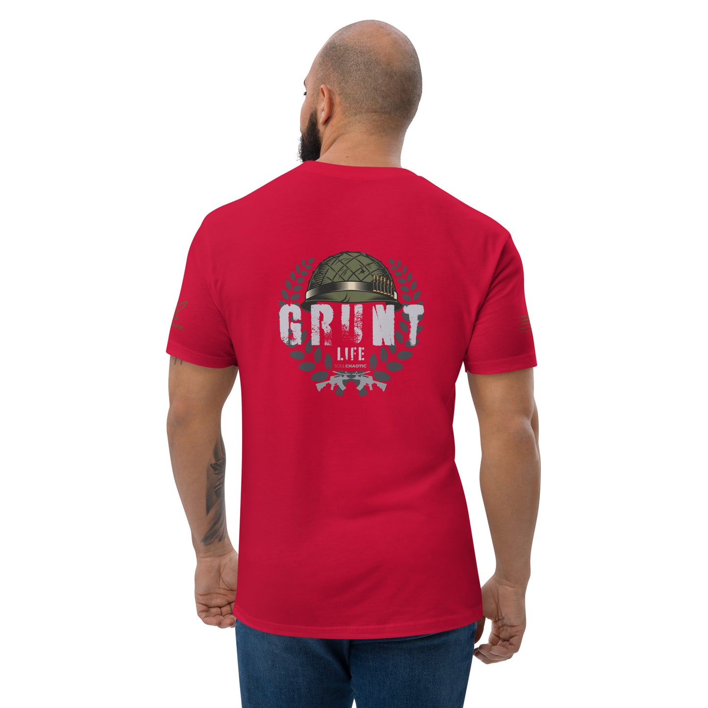 03 Infantry || HELMET || Grunt Life Series - Fitted Men's T-shirt