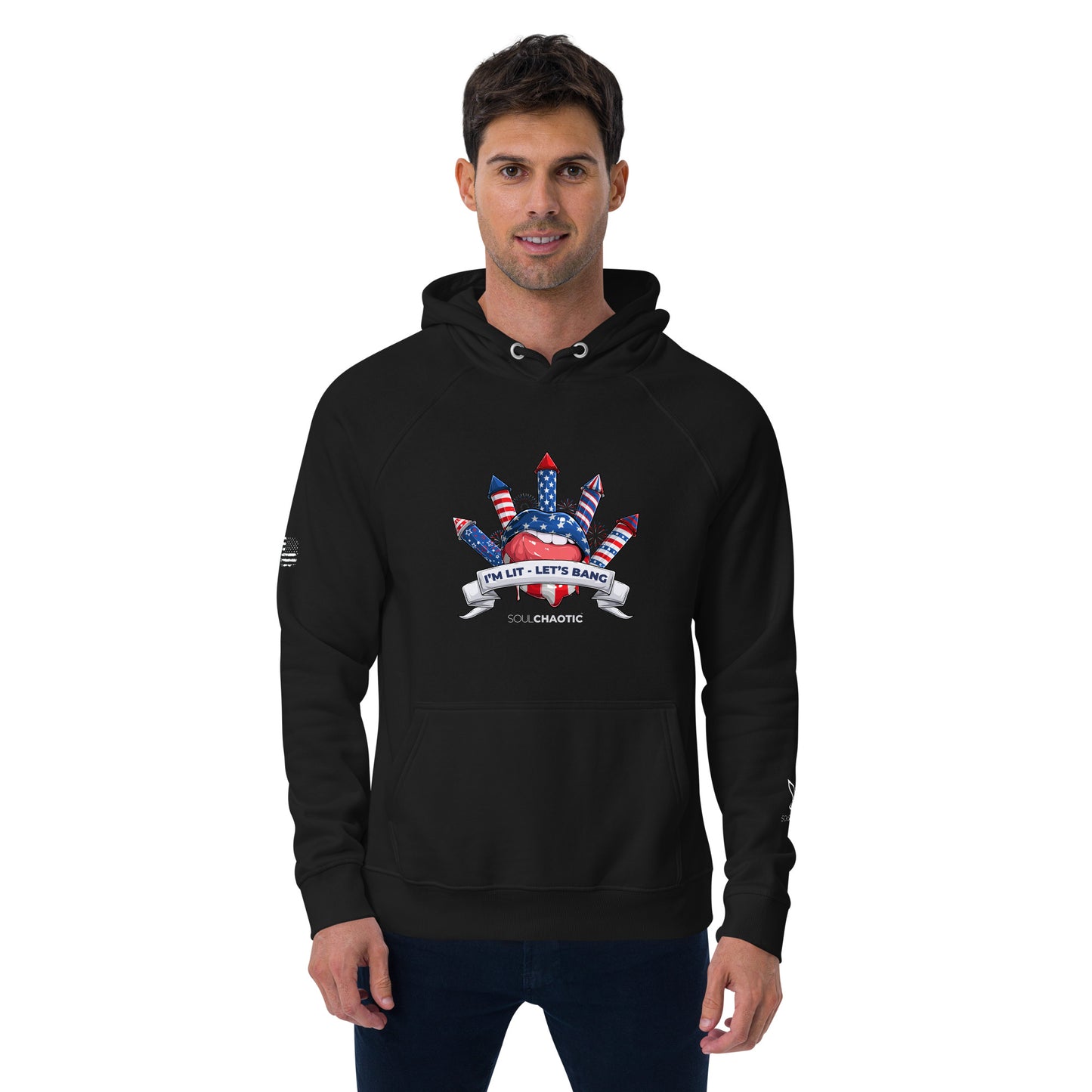 I'm Lit, Let's Bang - Freedom & Liberty - Unisex eco raglan hoodie