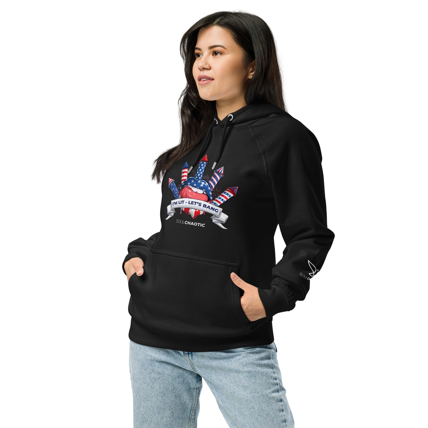 I'm Lit, Let's Bang - Freedom & Liberty - Unisex eco raglan hoodie